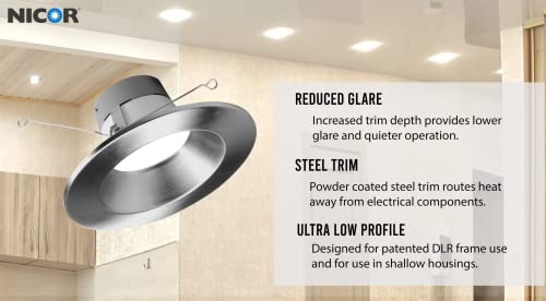 Nicor DLR566091203KNK DLR56(v6) 5/6-inch Nickel 900 Lumen 3000K Recessed LED Downlight - color: Nickel, style: 1 Pack