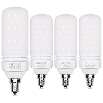 LED Light Bulbs 15W, 120W Incandescent Bulbs Equivalent, 1500Lm, 6000K Daylight White, E12 Small Edison Screw Corn Bulbs, Pack of 4 - color: Daylight White E12