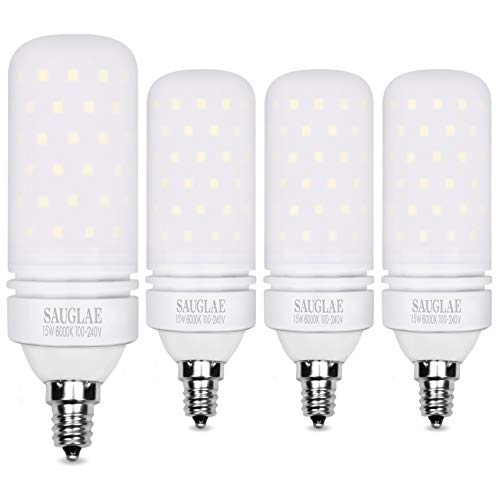 LED Light Bulbs 15W, 120W Incandescent Bulbs Equivalent, 1500Lm, 6000K Daylight White, E12 Small Edison Screw Corn Bulbs, Pack of 4 - color: Daylight White E12