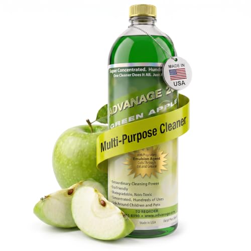 Advanage 20X All Purpose Cleaner Concentrate – The Wonder Cleaner 32 fl oz Green Apple Cleaning Supplies for Bathroom Cleaner, Floor Cleaner, Multipurpose Cleaner | Made in USA Multisurface Cleaner - size: 32 Fl Oz (Pack of 1)