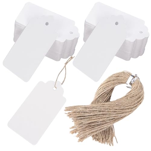 SallyFashion Large White Gift Tags with String, 100 Pack 2 X 4 inch - color: Large White