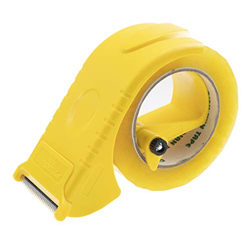 2 Inch Packing Tape Gun Dispenser, Width-Adjustable Box Sealer, Lightweight Ergonomic Industrial Heavy Duty Tape Cutter for Carton, Packaging and Box Sealing, Yellow