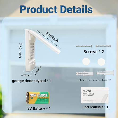 Garage Door Opener Keypad Replace for Linear Megacode MDTK DNT00058 - style: Linear MDTK keypad