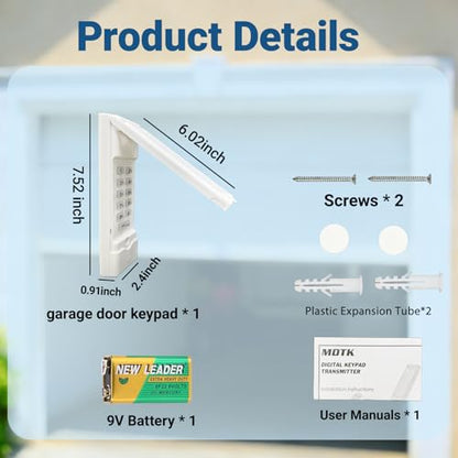 Garage Door Opener Keypad Replace for Linear Megacode MDTK DNT00058 - style: Linear MDTK keypad