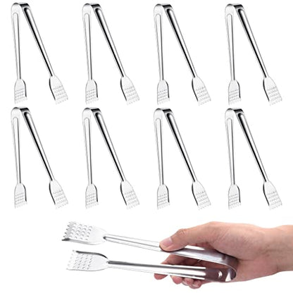 8 Pack 7-Inch Stainless Steel Serving Tongs, Mini Buffet Tongs for Appetizers, Desserts, Salad Bar, Ice, Sugar and Candy - size: 7 Inch （8 Pack）