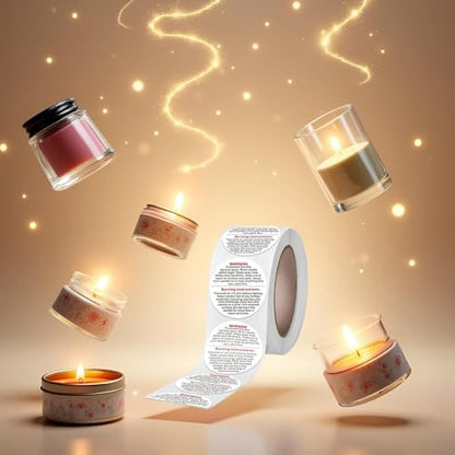 500Pcs White Candle Warning Labels, Candle Jar Container Stickers Candle Safety Stickers for Candle Making DIY Candle Jars and Tins Crafting Arts