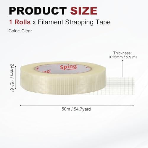 uxcell Filament Strapping Tape 15/16" x 54.7 Yards 5.9 Mil Heavy Duty Mesh - size: 15/16 Inch x 54.7 Yards 5.9 Mil