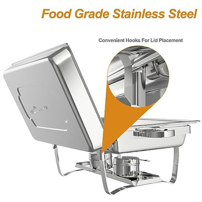 2 Pack 9QT Rectangle Stainless Steel Chafing Dish Buffet Set - color: Silver