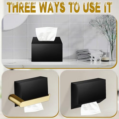 Acrylic Hand Towel Box Cover Holder for Kleenex, Disposable Paper Hand Towels Holder, Bottom Pull-Out & Wall-Mounted, Paper Towel Dispenser Suitable for Home, Office, Bathroom (Glossy Black) - color: Black