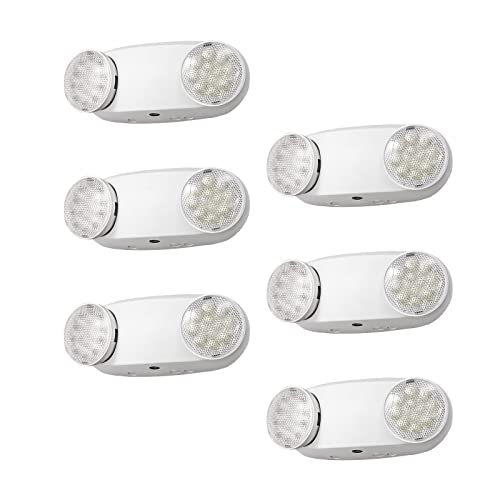 TANLUX LED Emergency Lights with Battery Backup, UL Listed, AC 120/277V, Hardwired Emergency Exit Light Fixtures for Business - 6 Pack(White) - color: White, size: 6 Pack
