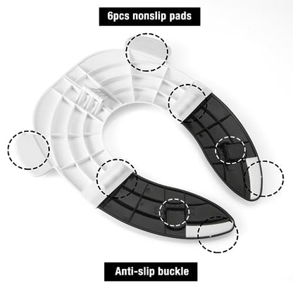 PandaEar Toilet Seat Cover | Folding Travel Toilet Seat for Children and Potty Training | Portable Silicone Toilet Seat for Toddlers, Boys & Girls with Non-Slip Silicone Pads -Panda - color: White