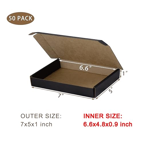 SUNLPH 50 Pack 7x5x1 Inches Small Shipping Boxes, Black Corrugated Cardboard Boxes, Moving Mailing Packing Box - color: Black, size: 7x5x1