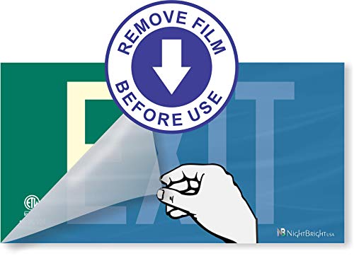 UL 924 Photoluminescent Exit Sign, Green, Pack of 2