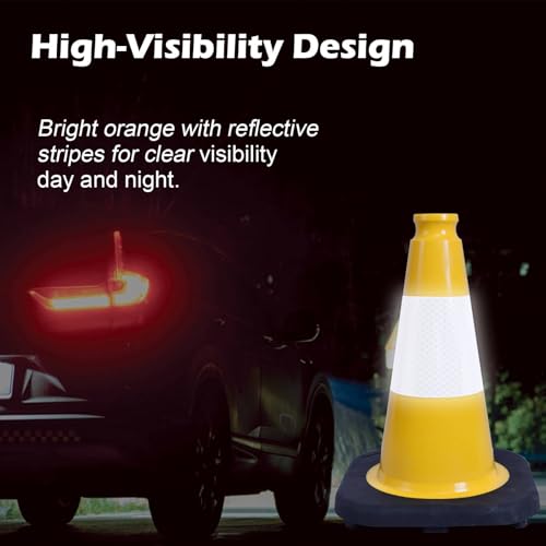 4-Pack 12" Yellow Traffic Cones - Reflective Safety - color: Yellow, size: 12inch