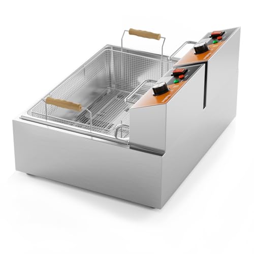 Electric Deep Fryer 3400W Hot 22.6QT/24L Commercial Deep Fryers with 3 Baskets Countertop Oil Fryer for Restaurant Use and Home Kitchen with One - Touch Switch & Temperature Contro - size: R-83S