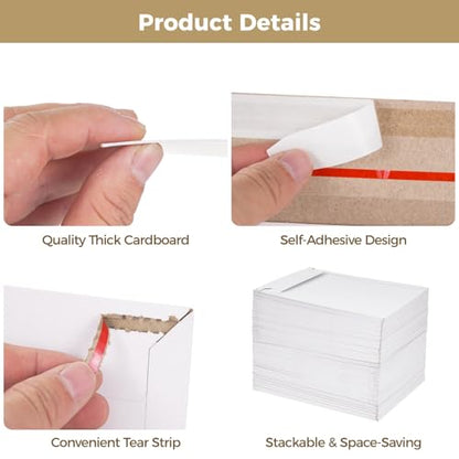 300 PCS 6 x 8 Inch Self Seal Rigid Mailers, White Photo Mailers, Rigid Mailer Self Seal Cardboard Envelopes for Photos, Document, CD, Coins, Stamps (White-300) - color: White-300