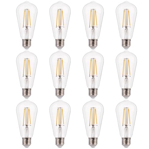 FLSNT 7W LED Edison Bulbs, 60W Equivalent, 90+ High CRI, 2700K Soft White, ST19 Vintage LED Light Bulbs, 800LM, E26 Base, Dimmable, 12 Pack - color: 60w 2700k Soft White, size: 12 Count (Pack of 1)