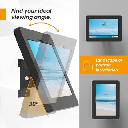 Tablet Wall Mount Compatible with Samsung Galaxy Tab A8, Anti-Theft with Lock, Tiltable Wall Mount - color: Black