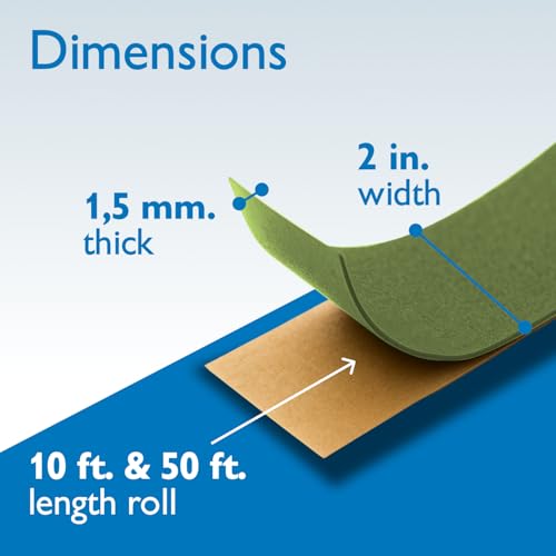 FindTape Polyester 1.5mm Felt Tape – 2 in. x 10 ft. Felt Strips with Adhesive Backing and Furniture Strips, Great for Arts and Crafts, Classrooms, and Protecting Furniture (Olive Drab) - color: Olive Drab, size: 2 in x 10 ft