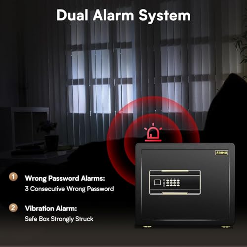 ADIMO Safe Box with Fireproof Waterproof Money Bag, Alloy Steel Home Safe with Digital Keypad, Dual Key Lock, Fireproof Money Bag & LED Light, 1.2 Cuft Personal Document Lock Box for Office Dorm Hotel - size: 1.2 Cu.Ft.