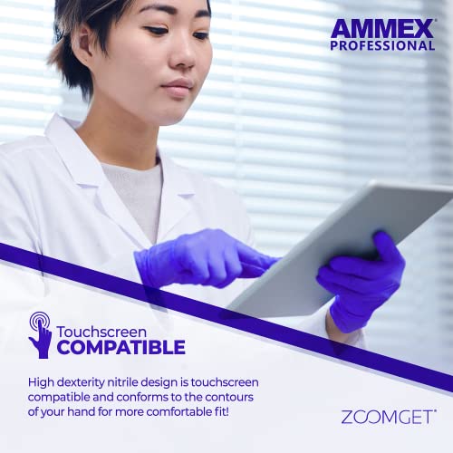 AMMEX Indigo Nitrile Disposable Exam Gloves, 3 Mil, Latex & Powder Free, Food-Safe, Textured, Non-Sterile, Small, Box of 100