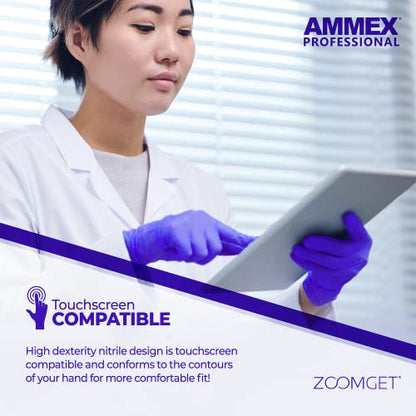 AMMEX Indigo Nitrile Disposable Exam Gloves, 3 Mil, Latex & Powder Free, Food-Safe, Textured, Non-Sterile, Small, Box of 100