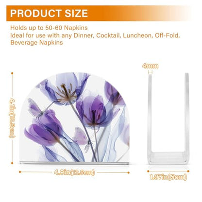 Tulips Napkin Holder for Table Butterfly Acrylic Tissue Dispenser - color: tulips and butterfly