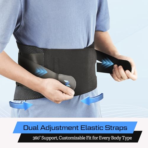 NEENCA Back Brace For Lower Back Pain Relief, Back Support Brace Men Women - color: Blueblack-Single, size: XX-Large
