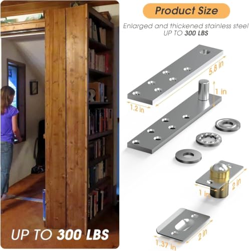 Hidden Door Pivot Hinge Heavy Duty 360° Stainless Steel Hinge - color: Classic Silver