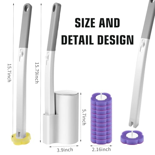 Disposable Toilet Brush Cleaning System with 60pcs Refills Pads Replacement Heads, Toilet Cleaning Stick, Wall Mounted Toliet Wand Kit Bathroom Maintenance, Toilet Bowl Cleaner Wands Holder and Set