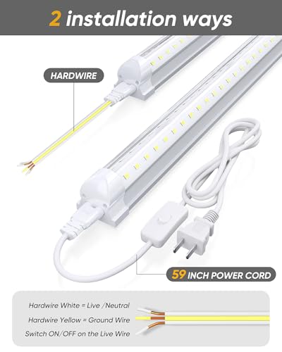 4FT 4 Pack LED Shop Lights, 50W 6000LM 6000K Workbench Tube Light - size: 6000LM-4Pack