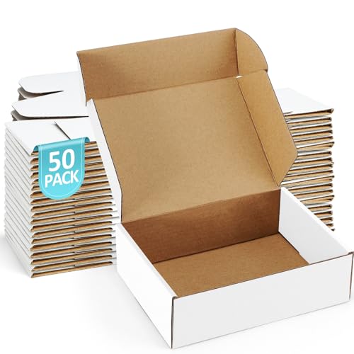 Shipping Boxes 7x5x2 inches Small Mailing Boxes 50 Pack White Cardboard Corrugated Box Mailers - size: 7x5x2 inch