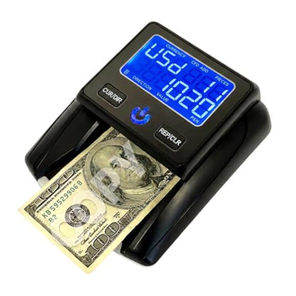 K630 Counterfeit Bill Detector for US Dollars. Checks for UV(Ultraviolet), MG(Magnetic), IR(Infrared), Paper Quality and Size.