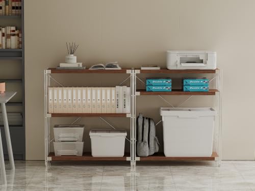 3-Tier Industrial Bookshelf, Wood and Metal Shelf Unit, Storage Bookcase - color: Walnut, size: 3T32IN