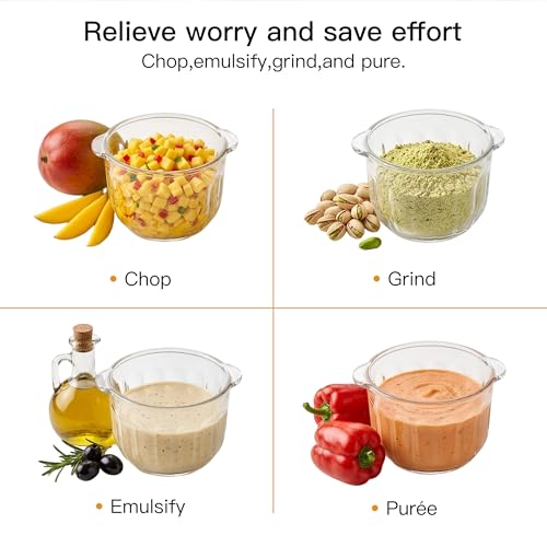 MEGAWISE 800W Electric Food Chopper, 2.2L Glass & 1.2L Stainless Bowls