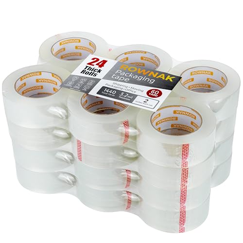 Clear Packing Tape 24 Rolls - Heavy Duty Packaging Tape 3.2mil Thick, 2.0 in. Wide x 60 Yards - Strong Adhesive, Silent, Reliable Package Tape for Home Office Shipping Moving Sealing - size: 24rolls/ 3.2mil/ 60yard