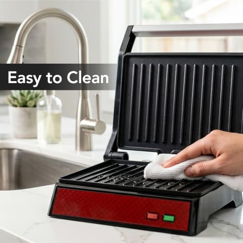 OVENTE Electric Indoor Panini Press Grill + Sandwich Maker, Red GP0620R - color: GP0620R