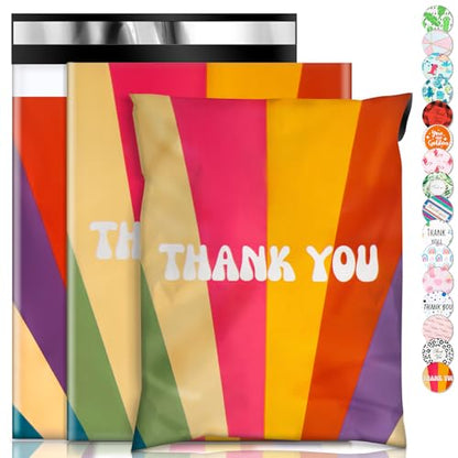 Oududianzi Poly Mailers 10x13, 100Pack Shipping Bags, Plastic Packaging Bags, Self-Seal Polymailers, Mailers Poly Bags, Package Bags for Small Business and Clothing - color: Retro Rainbow, size: 10x13 - 100Pack