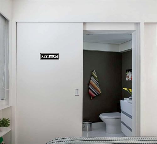 Restroom Sign - Bathroom Sign, Premium Durable Acrylic Material, Super Strong Self-Adhesive, Quick Installation, Suitable For Your Home And Business (9×3 Inches, Black/White) - color: Black/White - Restroom