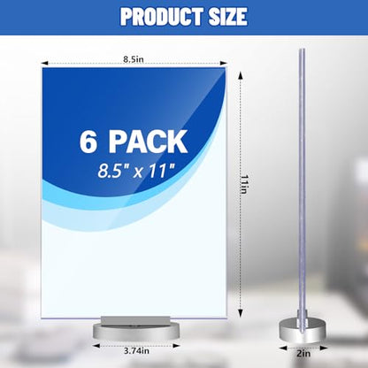 RattanView 6 Pcs Acrylic Rotating Sign Holder 8.5 x 12 x 2.5 Inches - size: 8.5 x 12 x 2.5 Inches