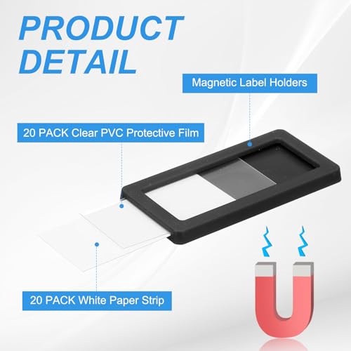 uxcell 20 Pcs Magnetic Label Holders, 2.4 x 1.2 Inch Data Card Holder with Paper Cards and Protective Films for Shelf White Board Toolbox Metal Wall Cabinet Drawer, Black - color: Black, size: 2.4 x 1.2 Inch