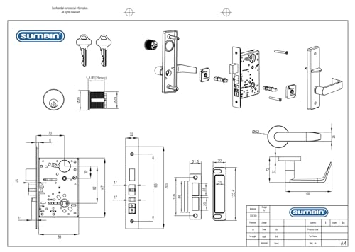 Commercial Mortise Lock Meet Ansi Grade 1 with Cylinder and Thumbturn for Entry Door - color: Escutcheon/entry function