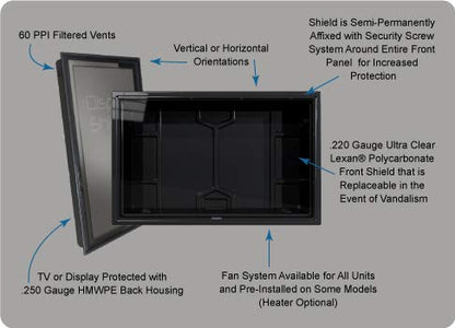 The Display Shield 36-43 Inch Vertical Outdoor Digital Menu Enclosure & Fan - color: With Cooling Fan, size: 36-43"