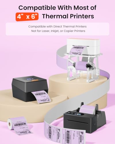 Phomemo 4x6 Purple Thermal Label, Shipping Labels Pack of 250 4x6 Roll Labels, Compatible with Phomemo, Zebra, Rollo, Jadens and Other Thermal Printers - color: Purple-250