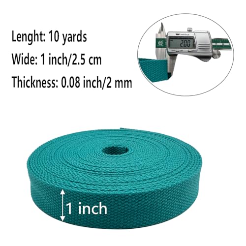 1 Inch Heavy Cotton Webbing 10 Yard Webbing Straps for Bags Handles,Tote Bag Webbing，Cloth Belt,Making Outdoor Supplies - color: Peacock Blue