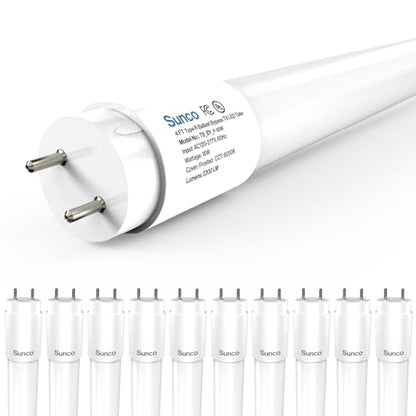 Sunco 10 Pack 4 Foot T8 LED Tube Light Bulbs, 18W, 6000K, Ballast Bypass - size: 10 Count (Pack of 1)