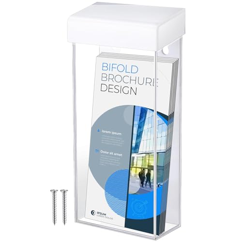 Remerry 1 Pack 4 x 9 Inch Outdoor Brochure Holder with Lid, White - color: White