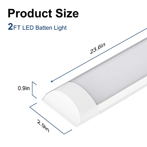 4 Pack 2FT Ultra-Thin Surface Mounted LED Batten Light, 20W Day Light 4000K, IP20, Garage, Shop, Hallway, Office, Market - color: Aluminum 4 PCS