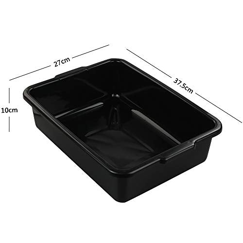 8 Liters Plastic Commercial Bus Tub Set of 4, Black Dish Pans - size: 8 L