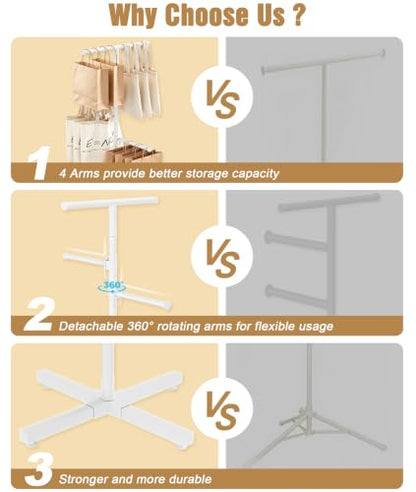 Shopping Bag Rack, 50–57" Adjustable Height White Bag Rack Stand - color: White